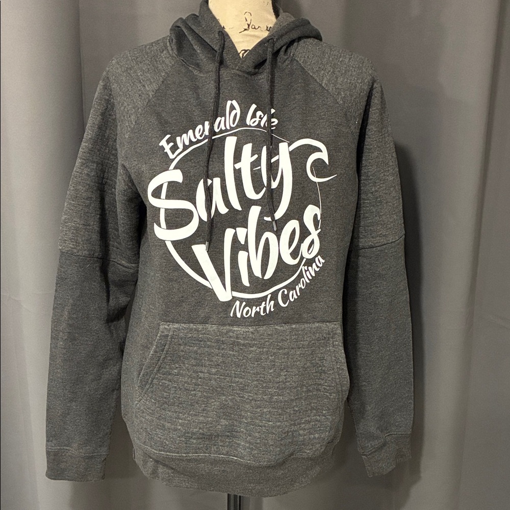 Gray Hoodie with 'Salty Vibes' Print